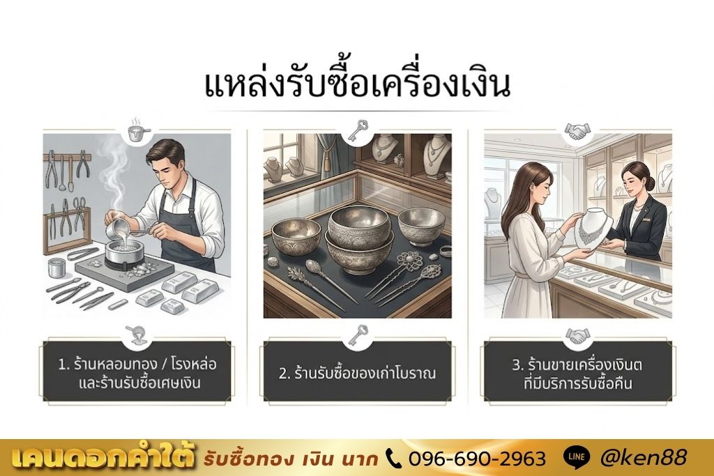 แหล่งรับซื้อเครื่องเงิน จะขายเครื่องเงินแท้และเครื่องเงินโบราณได้ที่ไหนบ้าง 